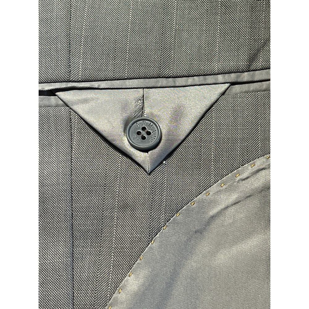 New Giorgio Armani 40R Silver Dove Gray Micro Herringbone Designer Blazer Italy - Picture 12 of 16